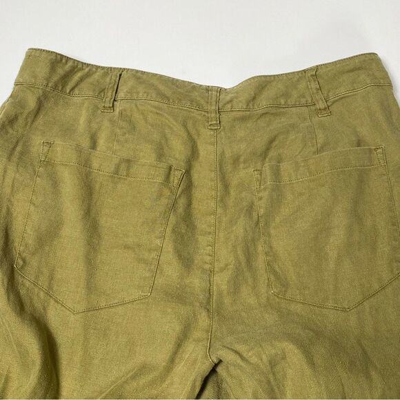 Cabi Charlie Linen / Lyocell Blend Olive Green Wide Leg Trouser Pants Women's 8 - Picture 6 of 14